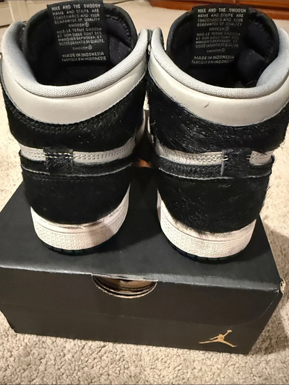 Nike AIR Jordan’s Kids Black and White High-Top Sneakers with Textured Panels
